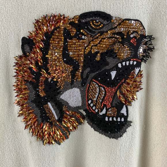 GUCCI Cream Red Blue Beaded Terry Belted Robe - Picture 5 of 13